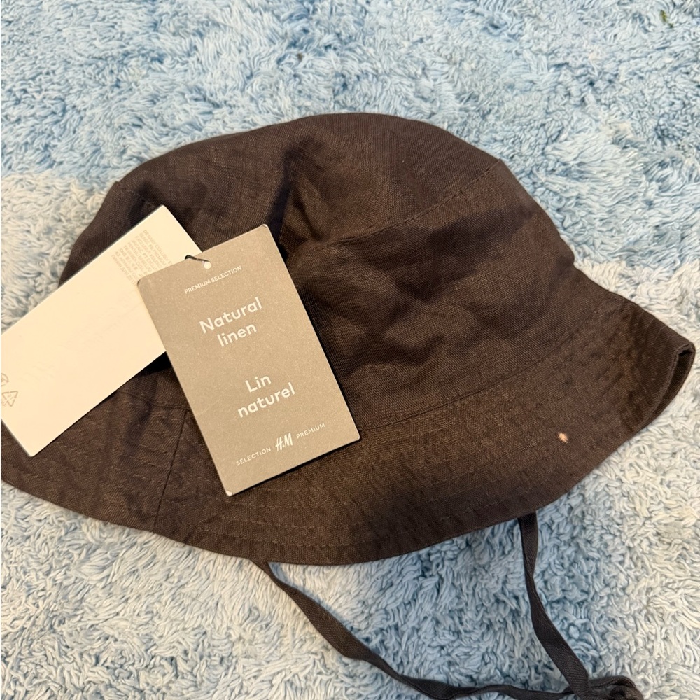 H&M Dark Brown Linen Bucket Hat
